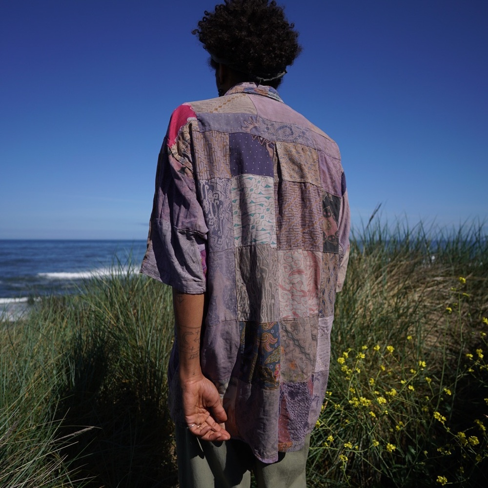 Purple patchwork button down
